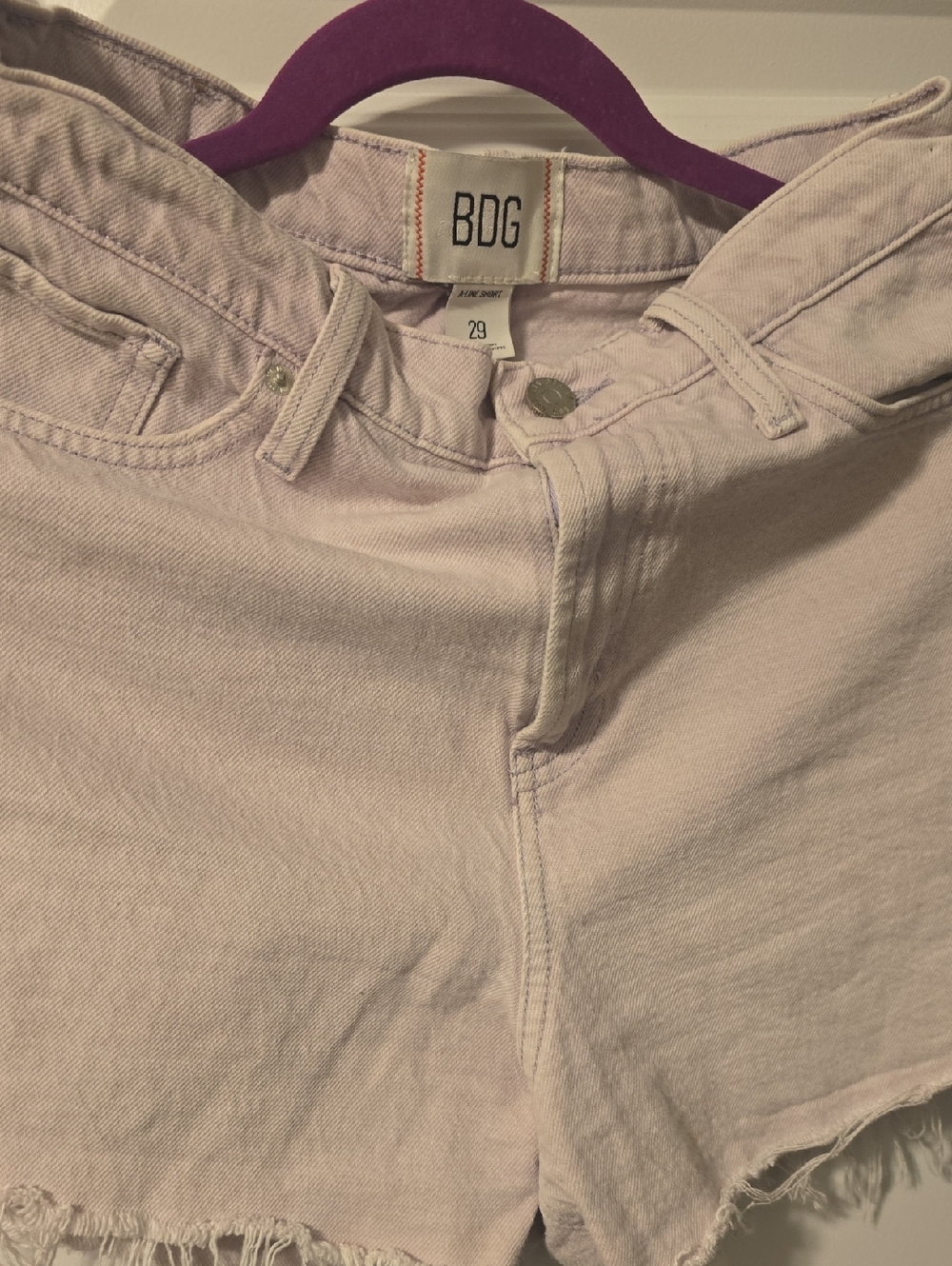 BDG Pastel Lavender Cutoff Denim Shorts Sz 29